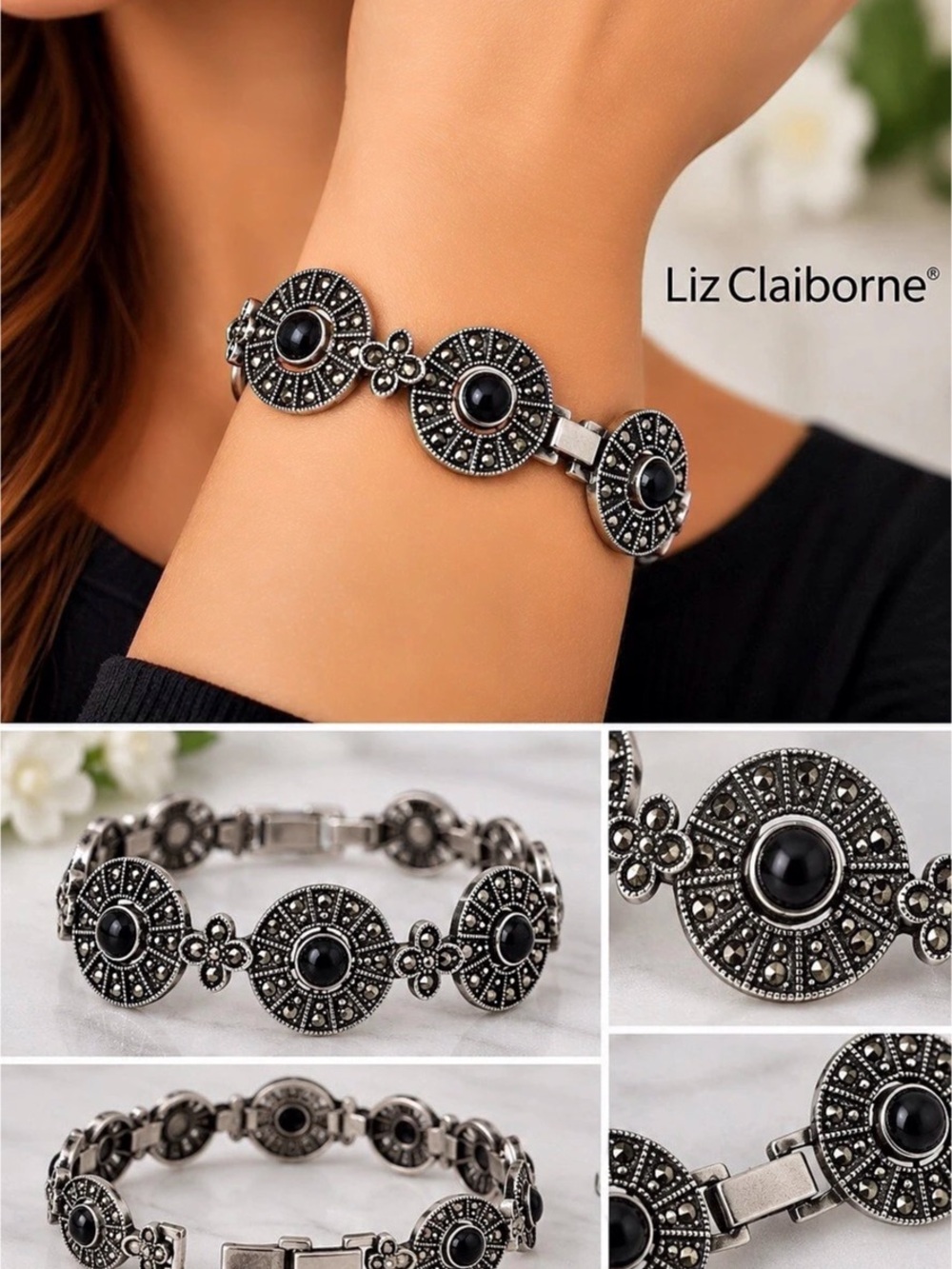 Black & Silver Statement Bracelet Like New